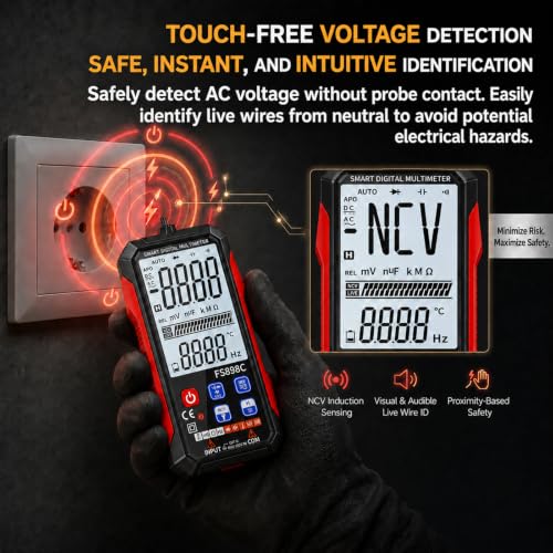 FS898C Digital Multimeter True RMS 6000 Counts USB-C Rechargeable NCV