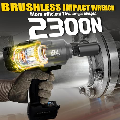 Cordless Impact Wrench 1/2" Compatible with Dewalt 20V Battery - color: Black 2000n 1/2in