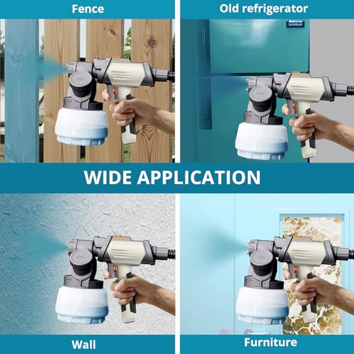 Tilswall Shark800 Paint Sprayer HVLP 800W Electric Spray Paint Gun, White - color: White