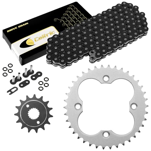 Caltric Black O-Ring Drive Chain and Sprockets Kit Compatible with Honda TRX400EX Sportrax 400 1999 2000 2001 2002 2003 2004