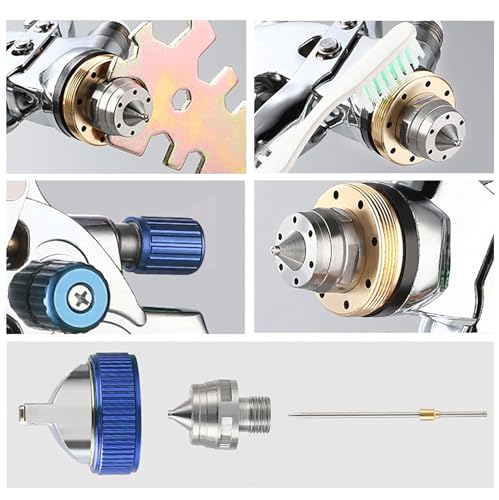 ENDOZER Professional HVLP Spray Gun Set Gravity Feed Air Spray Gun - color: 1.4/1.7/2.0 Blue