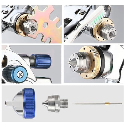 ENDOZER Professional HVLP Spray Gun Set Gravity Feed Air Spray Gun - color: 1.4/1.7/2.0 Blue