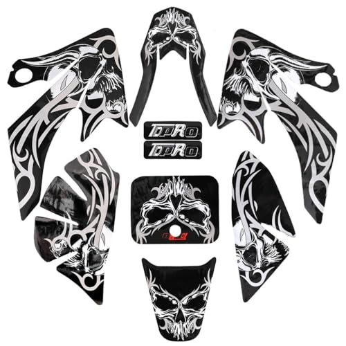 Skull Dirt Pit Bike Decals Stickers Graphics Kit Plastic Fender Fairing Sticker for CRF50 XR50 110cc 125cc SSR Taotao Baja SDG Offroad Motorcycle 50cc 70cc 90cc 110cc 125cc