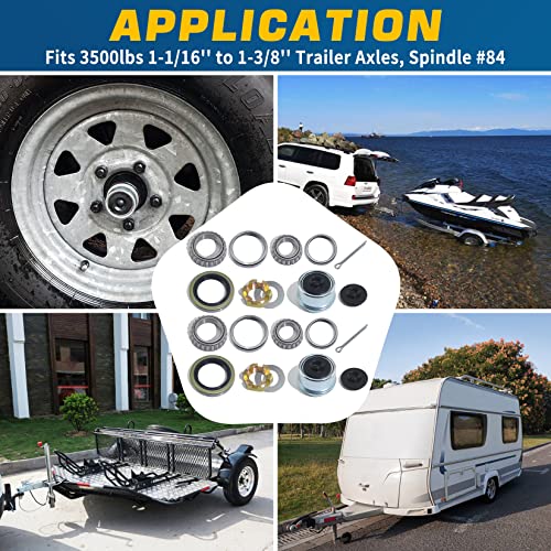 2Sets L68149 L44649 Trailer Hub Bearings Kit for 3500 lb #84 Axle - color: KIT#2-1 (2Set L68149 L44649 Bearings Kit + Nuts)