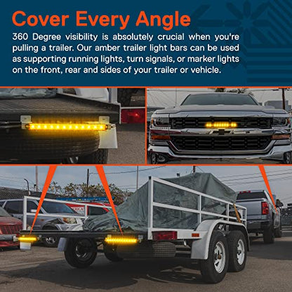 TRUE MODS 2pc 16" Amber LED Trailer Light Bar ID Rear Tail for Truck Semi - size: 2pc Amber