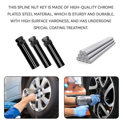 7 Spline Lug Nut Socket, Wheel Lock Removal Kit for 19 mm (3/4 Inch) & 21 mm (13/16 Inch) Hex Socket Wrench, Wheel Lock Key Replacement for Aftermarket 6 Spline Lug Nut - size: 7 Spline