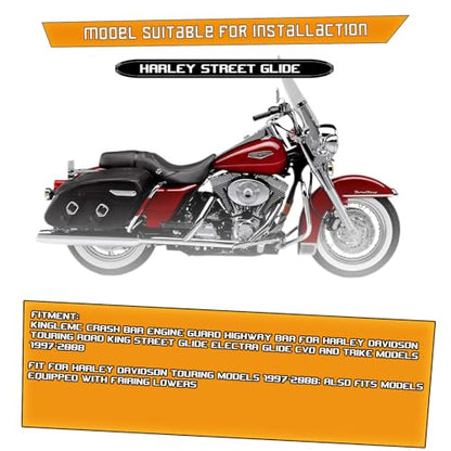 Kinglemc Crash Bar Engine Guard for Harley Davidson Touring(Black-D) - color: Black-D