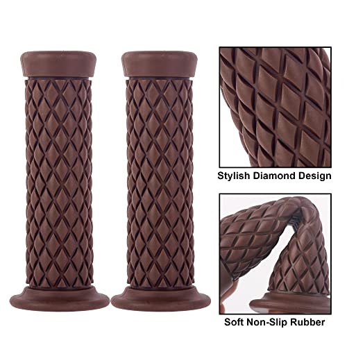 Universal Motorcycle Handles Grips - Non Slip Rubber Motorcycle Grips for Harley Honda Yamaha Suzuki Kawasaki Dirt Bike - color: Brown