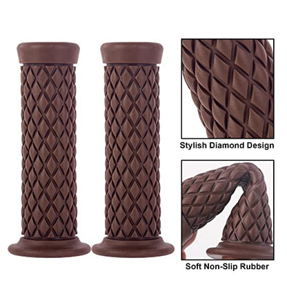 Universal Motorcycle Handles Grips - Non Slip Rubber Motorcycle Grips for Harley Honda Yamaha Suzuki Kawasaki Dirt Bike - color: Brown