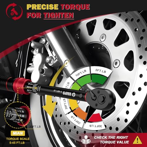 VANPO 3/8-Inch Drive 5-45 Ft-Lb Click Torque Wrench for Spark Plugs & Moto - size: 3/8-Inch (5-45 Ft-Lb / 6.8-61 Nm)
