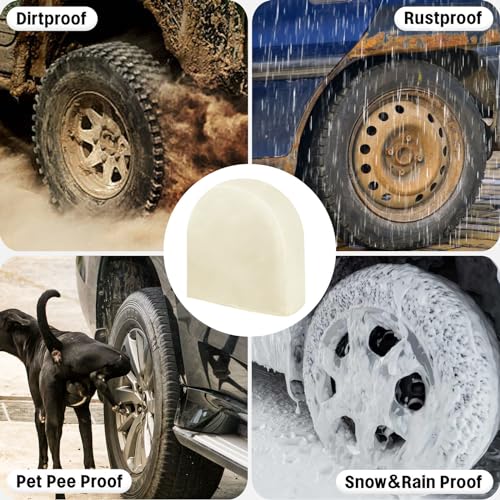 OutdoorLines Waterproof Tire Covers Set of 4 - color: Off White, size: S - Fits Tire Diameters 24"-26"
