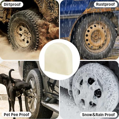 OutdoorLines Waterproof Tire Covers Set of 4 - color: Off White, size: S - Fits Tire Diameters 24"-26"