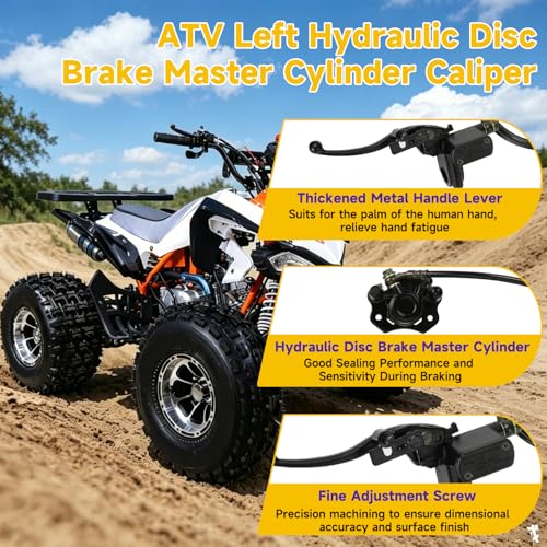 HIAORS Left Hydraulic Disc Brake Master Cylinder Caliper Assembly Replacement for 50cc 70cc 90cc 110cc 125cc Taotao Coolster ATV Sunl Roketa NST Vitacci Peace Coolsports Quad 4 Wheeler Mini Bike Parts
