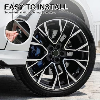 JUSTTOP 4 Pack Handmade Crystal Rhinestone Car Tire Valve Stem Caps, Wheel Valve, Attractive Dustproof Bling Accessories, Universal for Cars, Trucks and Motorcycles-Black - color: Black