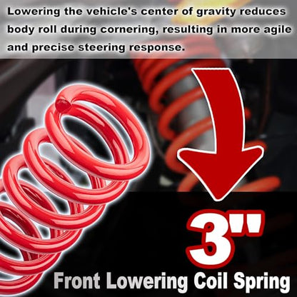 Heavy Duty 3" Front Coil Springs Lowering Kit for 1999-2007 Silverado 1500/Sierra 1500 Truck Drop Kit-Red - color: Red, size: 99-07 1500 3"Drop