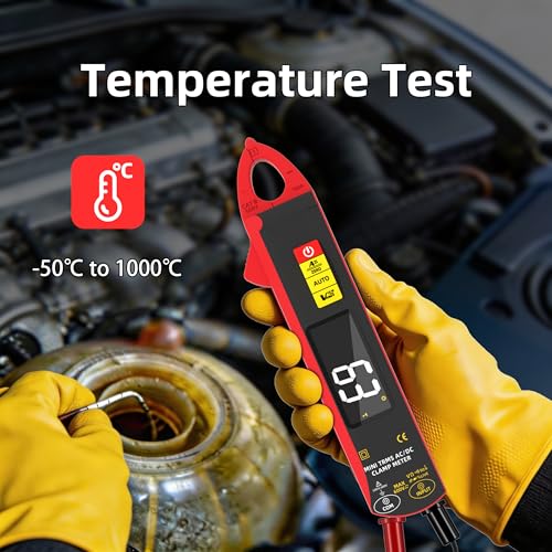 BSIDE 1mA Clamp Meter, DC/AC Current with Smart Mode, True RMS 6000 Counts Rechargeable Auto-Ranging Clamp Multimeter, Temperature Capacitance Diode Duty Cycle Hz Ohm Live Check V-Alert Voltage Tester