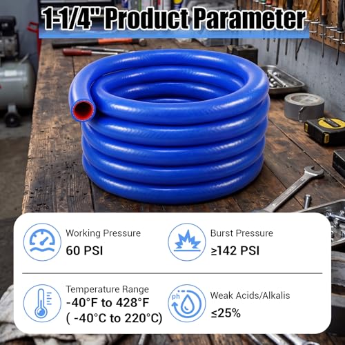 Outus 1-1/4" Id, 25ft Silicone Heater Hose,Coolant Radiator Hose, Blue, 1 - color: Blue, size: 1-1/4" ID, 25ft