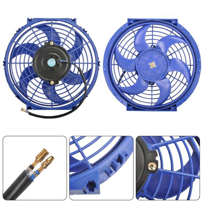 10" Electric Radiator Cooling Fan Assembly Kit 12V 80W，Blue, 2 PCS - size: 10” -2PCS, style: Blue