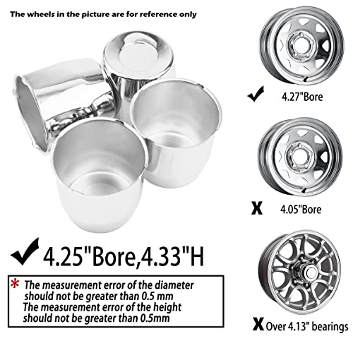 4Pcs 4.25" OD 4.33" H Push Through Trailer Wheel Center Cap for Rim - color: Chrome, size: 4.25" Hub 4.33" H