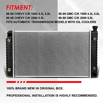 Auto Dynasty 1790 Radiator for 96-99 Chevy GMC C/K 1500 2500 4.3L 5.0L AT - color: 96-99 C/K 4.3L 5.0L AT