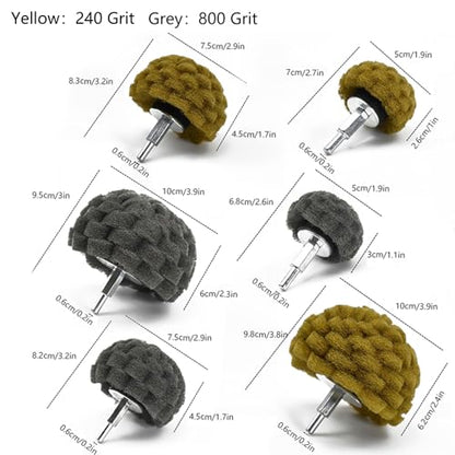 6 Pcs Scouring Pads Non Woven Abrasive Drill Cleaning Kit, Abrasive Buffing Polishing Wheel Drill Attachment Set, 3 Yellow and 3 Gray - color: Yellow/Gray
