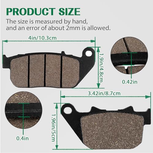 Front and Rear Brake Pads for Harley Davidson Sportster 1200 XL1200C Custom 2004-2013 /Sportster 883 SuperLow Custom/ XL1200L Sportster Low 2007 2008 2009 2010 2011