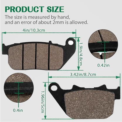 Front and Rear Brake Pads for Harley Davidson Sportster 1200 XL1200C Custom 2004-2013 /Sportster 883 SuperLow Custom/ XL1200L Sportster Low 2007 2008 2009 2010 2011