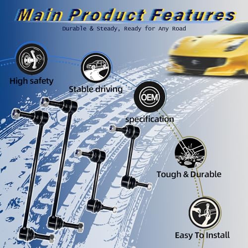 K750393 K750389 4PC Front/Rear Stabilizer Sway Bar End Link for Ford 2010 2011 2012 2013 2014 2015-2018 Flex Police Interceptor Sedan/Special Service Police Sedan/Taurus, for Lincoln MKS MKT - size: 4pcs-K750393 K750394 K750388 K750389