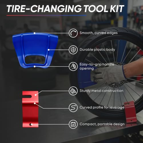 4-Piece Motorcycle Tire Change Combo Tools, Dirt Bike Spoons & Rim Guards