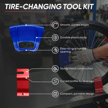4-Piece Motorcycle Tire Change Combo Tools, Dirt Bike Spoons & Rim Guards
