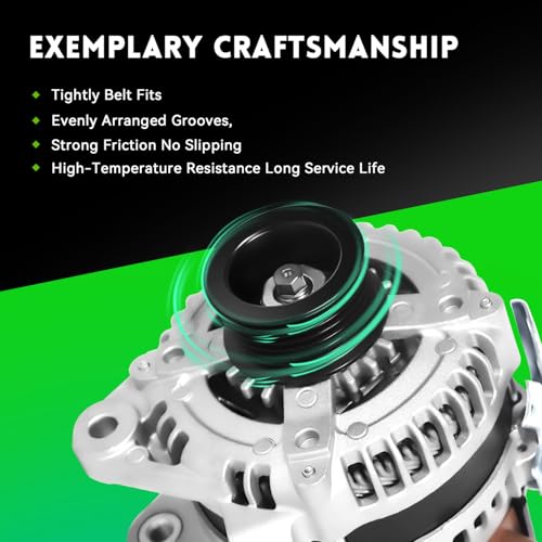 11034N New Alternator Replacement for Toyota 2004-2006 Camry, 04-07 Highlander, 04-08 Solara, L4 2.4L, 2005-2010 Scion TC, 11034 9664219-388 104210-3890 104210-5330 9664219-533 400-52124 - size: 11034N