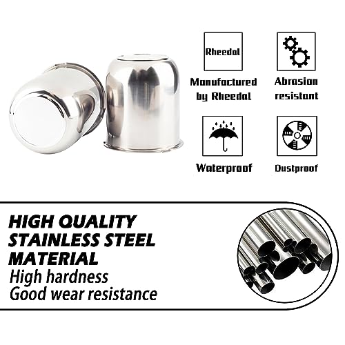 2Pcs 3.19" OD 3.62" H Trailer Wheel Center Caps with Removable Top - color: Mirror Polished, size: 3.19" OD 3.62" H