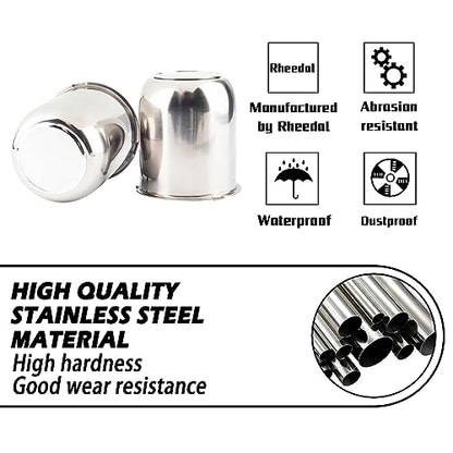 2Pcs 3.19" OD 3.62" H Trailer Wheel Center Caps with Removable Top - color: Mirror Polished, size: 3.19" OD 3.62" H
