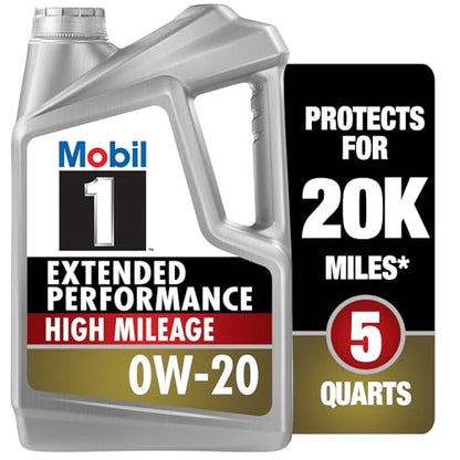 Mobil 1 Extended Performance High Mileage Full Synthetic Oil 0W-20, 5 Quart - size: 5 Quart (Pack of 1)
