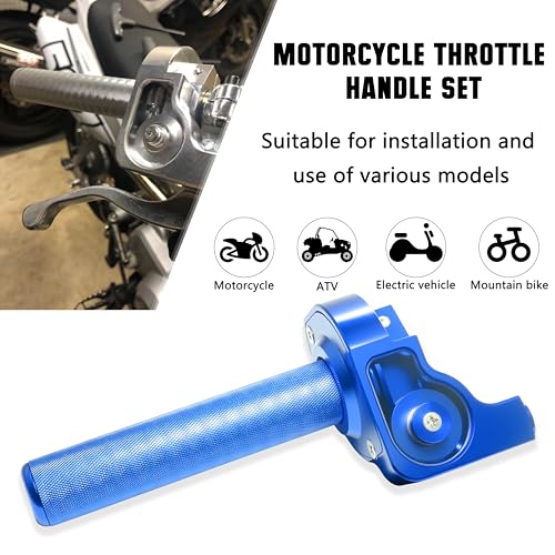 Motorcycle Throttle Assembly,7/8" Quick Twist Throttle Grips with Throttle Cable Aluminum Alloy Universal for CRF KLX SSR TTR 110 125 150 250cc Dirt Pit Bike ATV Mini Bike - color: Blue