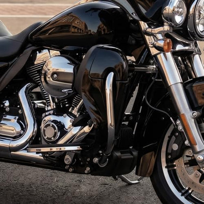 XFMT Motorcycle Lower Fairing w/Glove Box Fit For Harley Touring 1983-2013 - color: Vivid Black For Harley Touring '83-'13