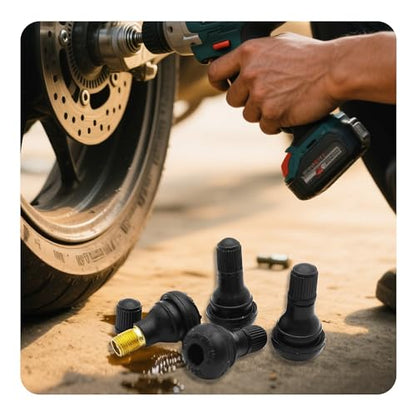 8Pcs TR412 Tubeless Tire Valve Stems, Premium Rubber Snap-in Valve Stems for 0.45" Rim Holes, Universal Fit for Car, Truck, Lawn Mower, Trailer, Leakproof, Easy Installation (Black) - size: TR412