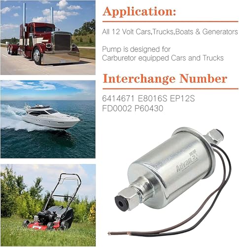 Universal Electric Fuel Pump 12V 2.5-4.5PSI Inline External 5/16 Inch Compatiable with Gas Diesel Marine Carburetor Marine E8016S - size: E8016S(2.5-4.5 PSI)
