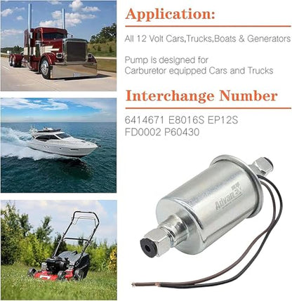 Universal Electric Fuel Pump 12V 2.5-4.5PSI Inline External 5/16 Inch Compatiable with Gas Diesel Marine Carburetor Marine E8016S - size: E8016S(2.5-4.5 PSI)