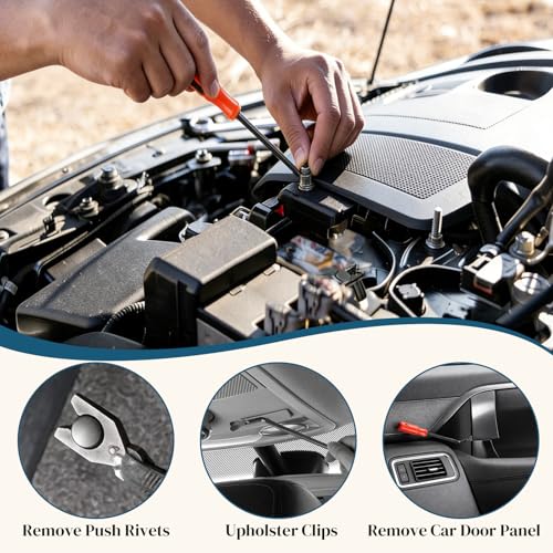 100PCS Car Bumper Push Retainer Clips & Nylon Fasteners Rivet Kit, 6 Sizes Car Body Screw Retainer, Door Trim Panel Clips, Universal Auto Bumper Accessories for Car Truck SUV (100PCS&Tool)