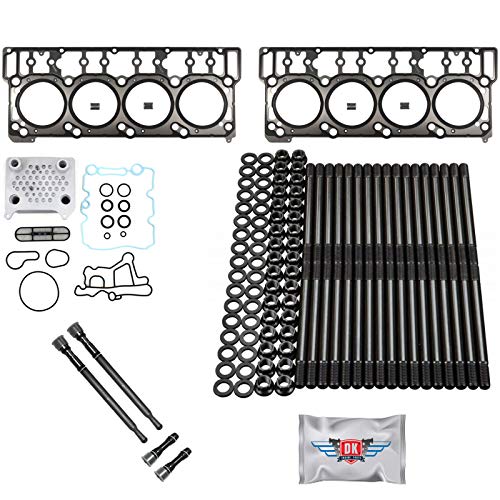 6.0L Revive #2 Kit with Aftermarket Studs Head Gaskets Oil Cooler and Stand Pipes - Fits Ford 6.0L 6.0 Powerstroke Kit - 2003-2005.5 (18MM Dowel) - DK Engine Parts (18-2R) - size: 18 - 2R