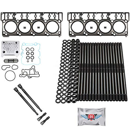 6.0L Revive #2 Kit with Aftermarket Studs Head Gaskets Oil Cooler and Stand Pipes - Fits Ford 6.0L 6.0 Powerstroke Kit - 2003-2005.5 (18MM Dowel) - DK Engine Parts (18-2R) - size: 18 - 2R