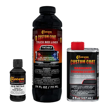 Custom Coat Black Metallic Urethane Spray-On Truck Bed Liner Kit, 1 Quart - color: Black Metallic, size: 0.25 Gallon Kit
