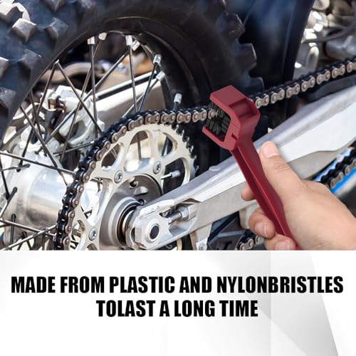 2PCS Bike or Motorcycle Chain Washer, Bicycle Cleaning Chain Double-Ended Brush, Black Durable Motor Chain Gears Cleaning Square Head Brushes, Universal Cleaning Tool (Red+Black) - color: Red+Black