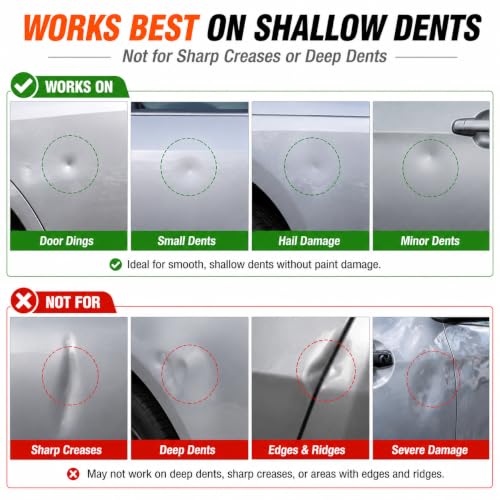 Dent Puller, 3-Pack Car Dent Puller with Controlled Suction, Paintless Dent Repair Tool for Minor Dents, Door Dings and Hail Damage, Paint-Friendly Dent Remover for Cars, Trucks and SUVs - Orange