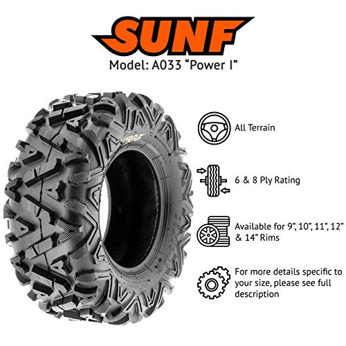 SunF ATV Tires 24x10-12 24x10x12 All Terrain 6 PR Tubeless - A033 POWER I - size: 24x10-12