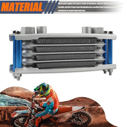 Motorcycle Oil Cooler,Engine Cooling Radiator Compatible with 50cc 70cc 90cc 110cc 125cc 140cc ATV Go Kart Off Road-Blue - color: Blue