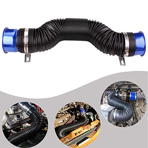 BARTOO 3" Turbine Intake Pipe Adjustable Cold Air Intake Pipe Tube Blue - color: Blue