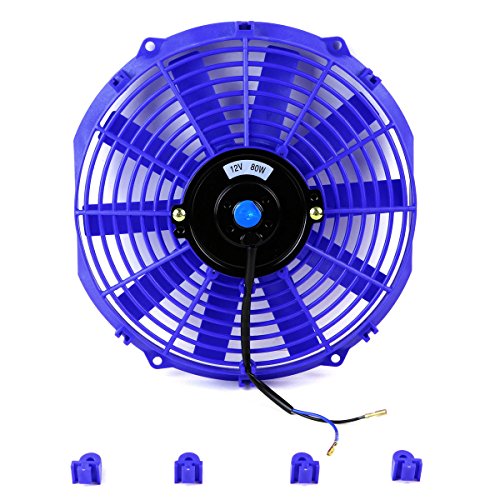 Auto Dynasty 12" Universal 12V Electric Radiator Cooling Fan Kit, Blue - color: Blue, size: 12 Inch Diameter