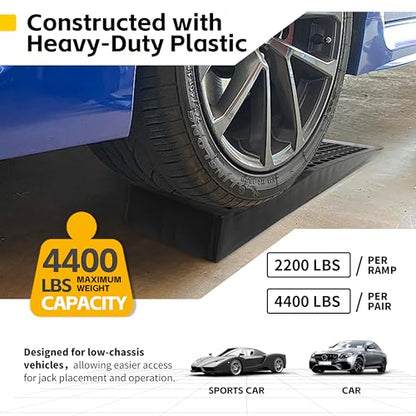MaxxHaul 50516 4,400 lb. Capacity Low Profile Car Ramps, 2-Count, Black (Pack of 1) - size: Extended Length